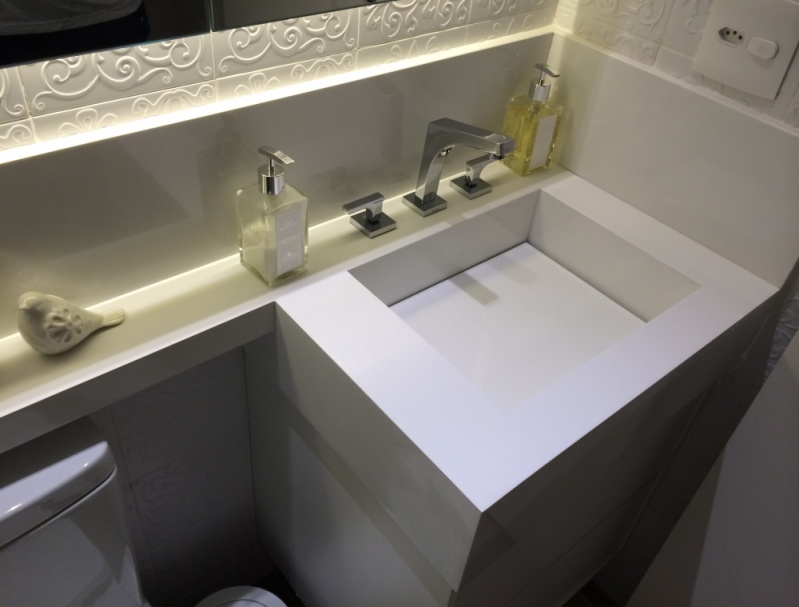 Cubas Esculpidas de Mármore para Banheiro Vila Medeiros - Cuba Esculpida em Silestone Branco